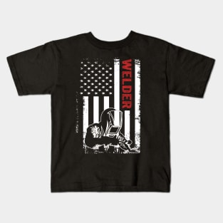 Welding Funny Welder Quotes USA American Flag Kids T-Shirt